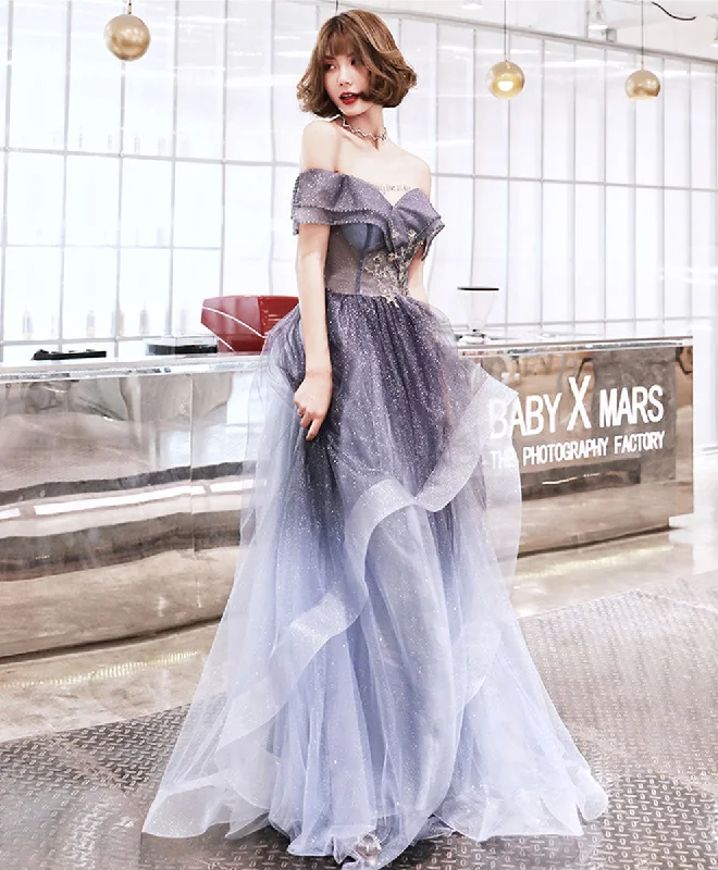 Purple Sweetheart Tulle Long Prom Dress Purple Evening Dress