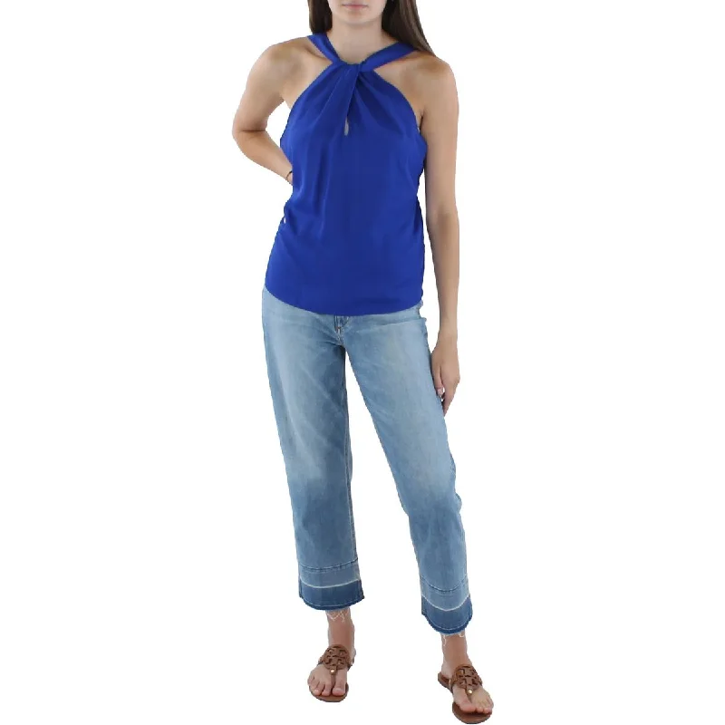 Ava + Esme Womens Criss-Cross Front Sheer Blouse Sheer Sleeve Blouse