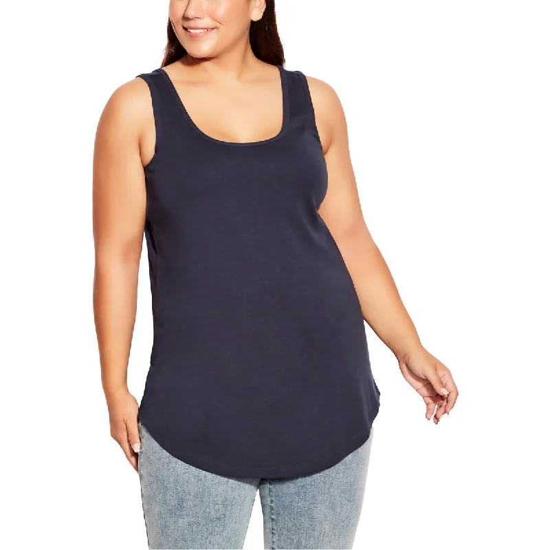 Avenue Womens Plus Relaxed Sleeveless Blouse Soft Satin Blouse