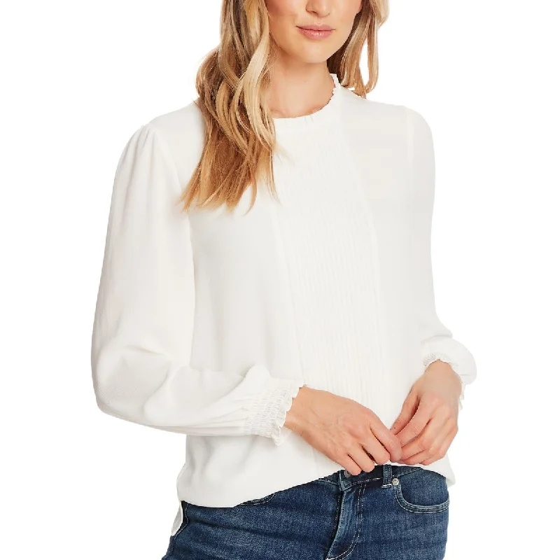 CeCe Womens Ruffled Pleats Blouse Stretchy Fitted Blouse