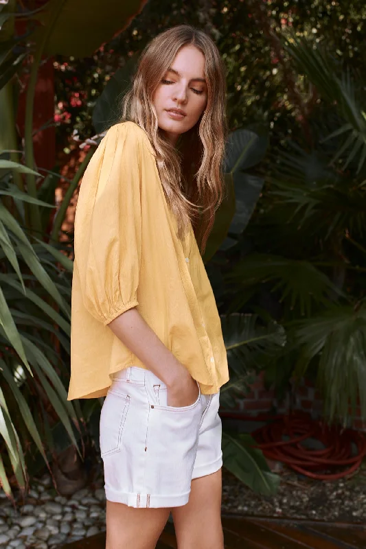 EMBERLY BUTTON-UP BLOUSE Floral Chiffon Blouse