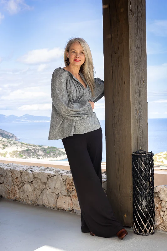 Gwyneth Cashmere / Wool Blouse Off-Shoulder Wrap Blouse