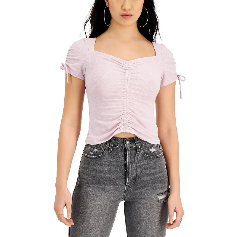 Kingston Grey Womens Juniors Ruched Square Neck Blouse Smart Business Blouse