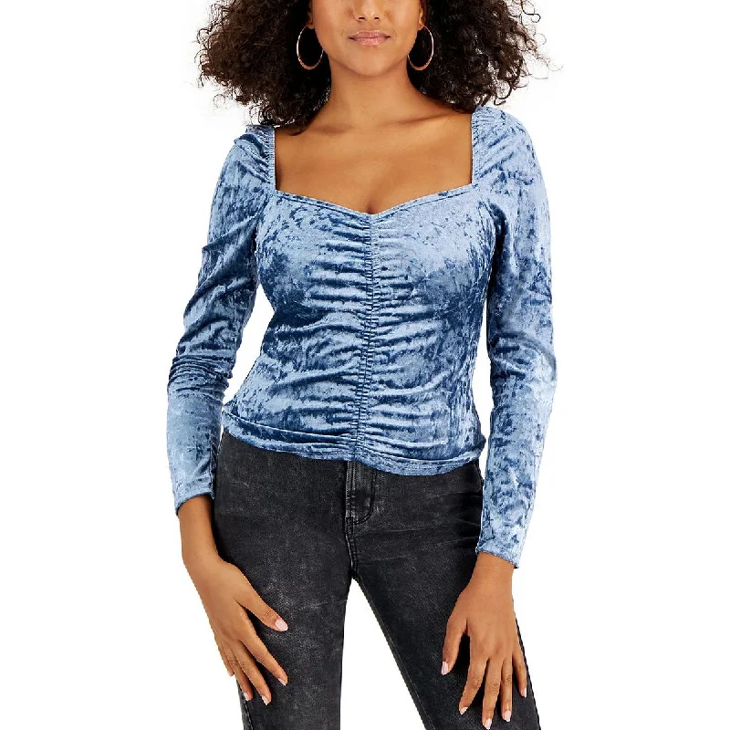 Kingston Grey Womens Juniors Sweetheart Neckline Ruched Blouse Chic Wrap Blouse