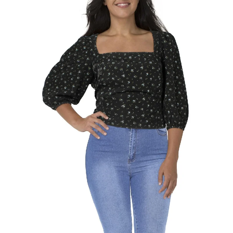 Levi's Womens Plus Square Neck Bishop Sleeve Blouse Stylish Wrap Blouse
