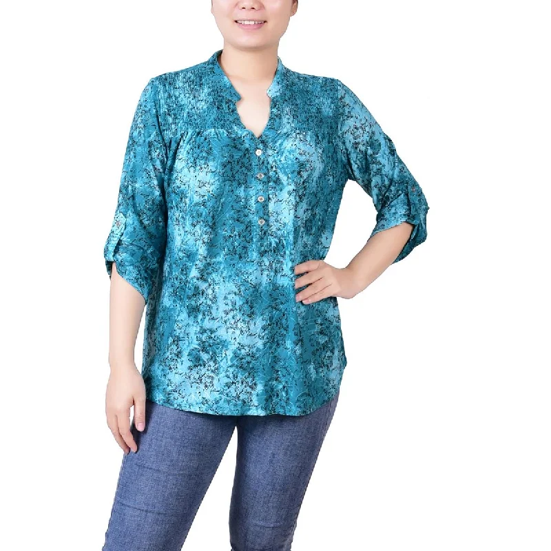 NY Collection Womens Petites Career Office Blouse High Neck Blouse