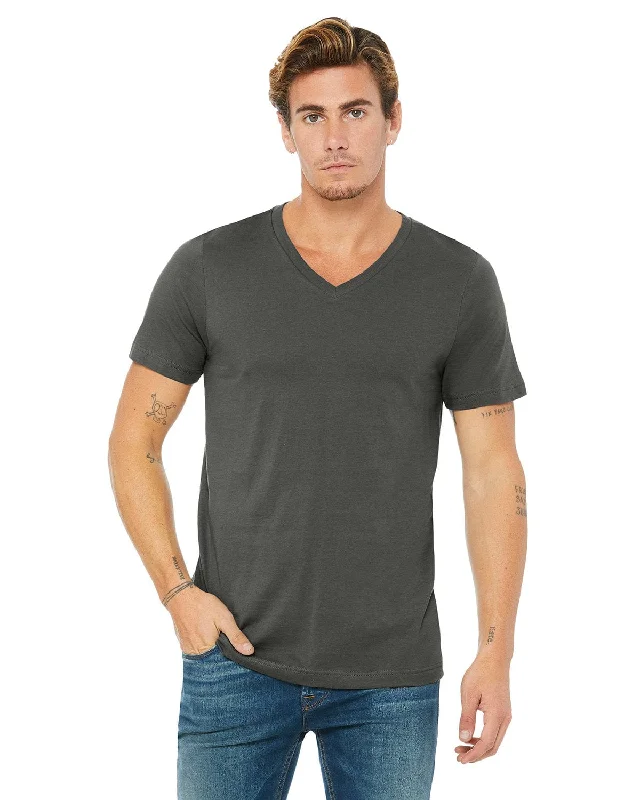 Bella+Canvas Unisex V-Neck T-Shirt | Asphalt Satin Blend Silk Blend Wool Blend