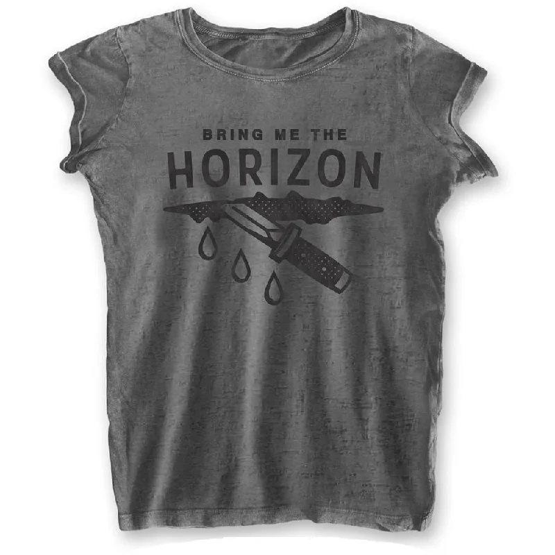 Bring Me The Horizon Ladies Fashion T-Shirt: Wound (Burn Out) Silk Blend Satin Velvet