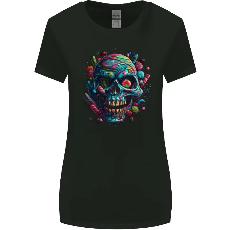 Candy Skull Womens Wider Cut T-Shirt Striped Floral Plaid