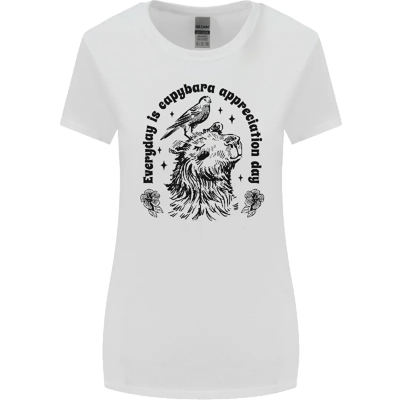 Capybara Appreciation Day Womens Wider Cut T-Shirt Boxy Fit Fitted Loose