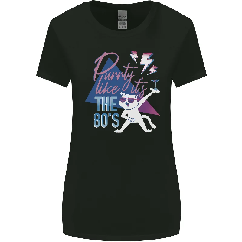 Cat Purrty Like Its the 80s Womens Wider Cut T-Shirt Rayon Fabric Velvet Fabric Corduroy Fabric Cat Purrty Like Its the 80s Womens Wider Cut T-Shirt Rayon Fabric Velvet Fabric Corduroy Fabric