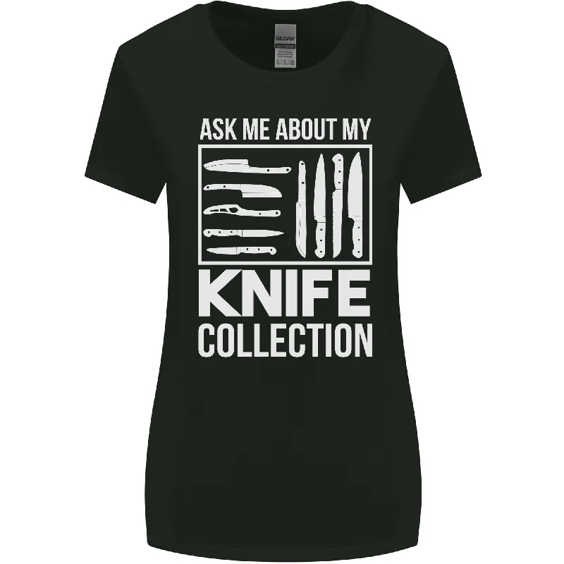 Chef Ask About My Knife Collection Funny Womens Wider Cut T-Shirt Elegant Classic Vintage Chef Ask About My Knife Collection Funny Womens Wider Cut T-Shirt Elegant Classic Vintage