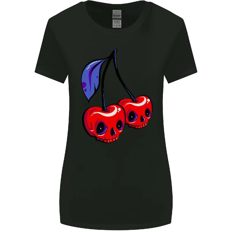 Cherry Skulls Womens Wider Cut T-Shirt Terry Blend Velvet Blend Canvas Blend