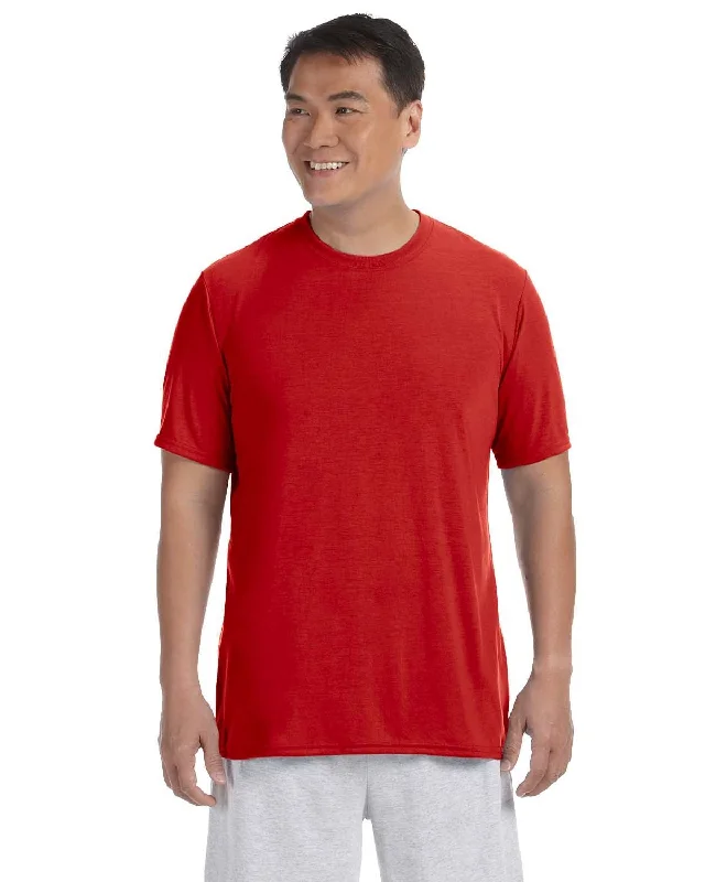 Gildan 4.5 oz. Performance T-Shirt | Red Beaded Sequined Faux Fur