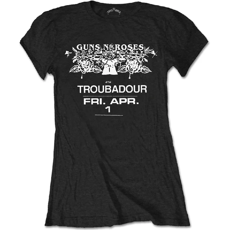 Guns N' Roses Ladies T-Shirt: Troubadour Flyer Ribbed Striped Patterned