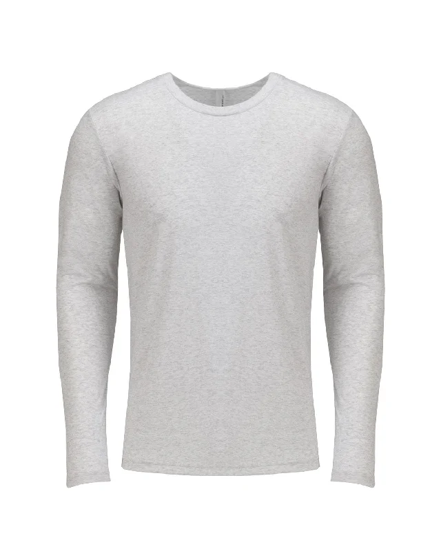 Next Level Triblend Long Sleeve Tee | Heather White Mesh Blend Leather Blend Suede Blend Next Level Triblend Long Sleeve Tee | Heather White Mesh Blend Leather Blend Suede Blend