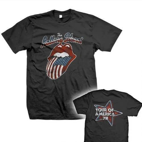 The Rolling Stones T-Shirt: Tour of America 78 (Back Print) Spandex Blend Rayon Blend Denim Blend