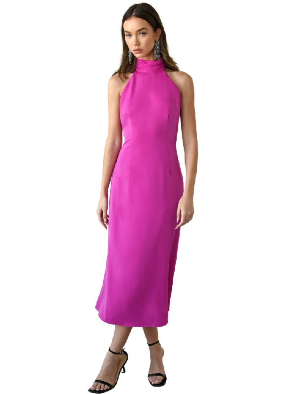 Adelyn Rae Alize Halter Maxi Dress- Fuchsia Comfortable Cotton Maxi Dress