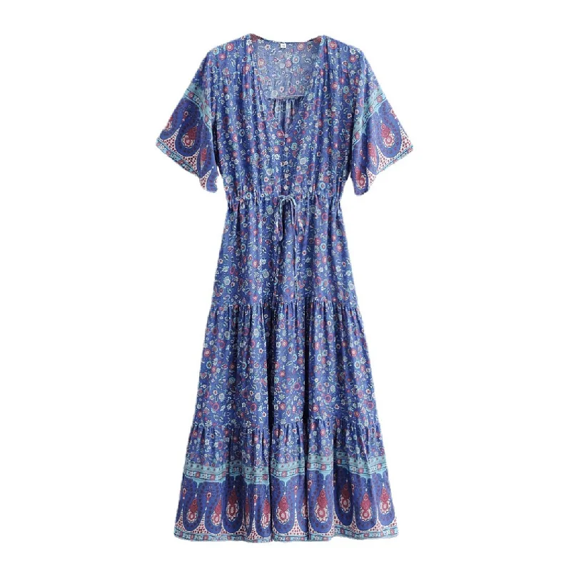 Agnes Boho Maxi Dress Comfortable Satin Maxi Dress