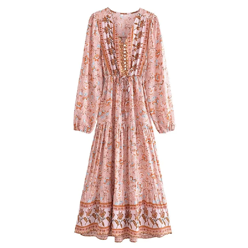 Artemisia Boho Maxi Dress Trendy Fit-and-Flare Maxi Dress