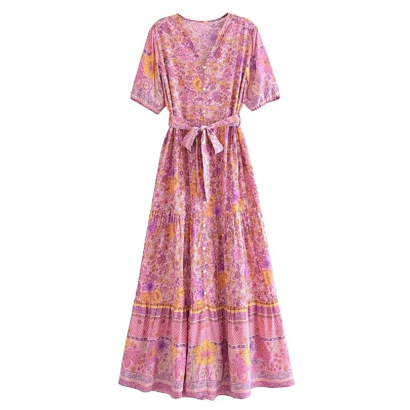 Blossom Bliss Maxi Dress in Pink Stylish Empire Waist Maxi Dress