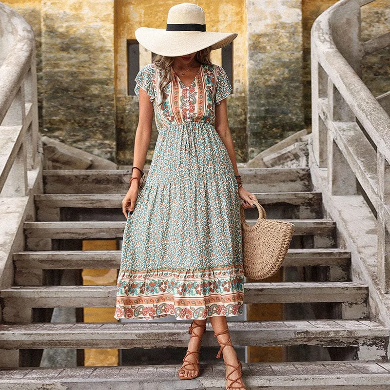 Calliope Boho Maxi Dress Elegant Maxi Dress with Slit