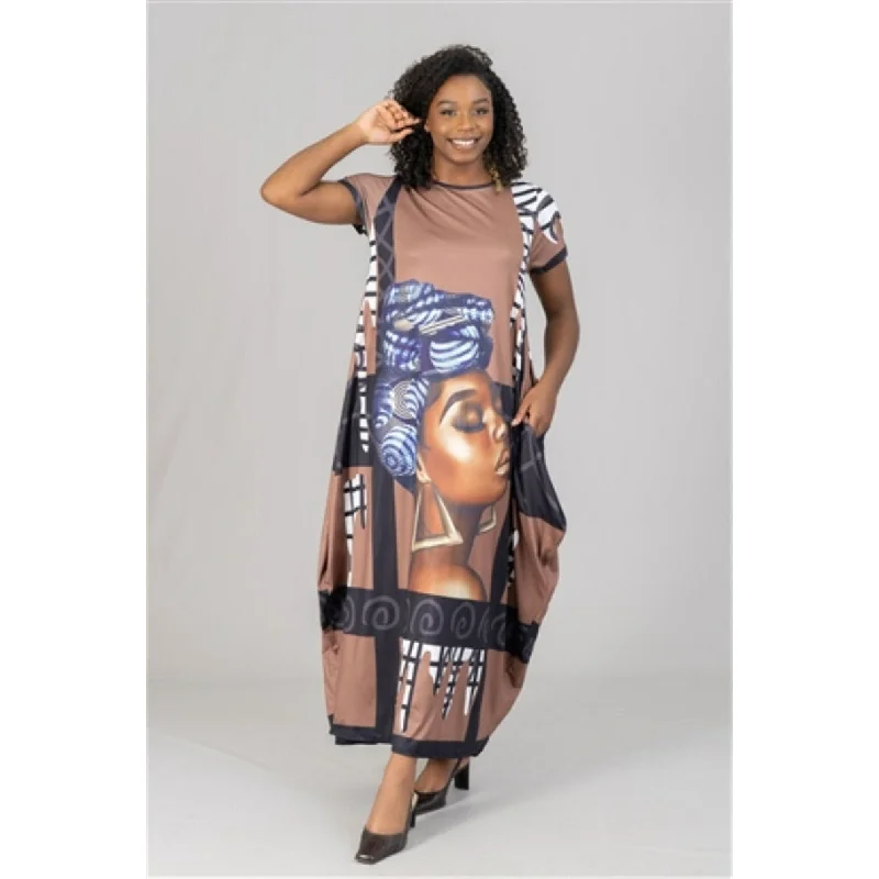 Headwrap Queen Bubble Maxi Dress Comfortable Bohemian Maxi Dress
