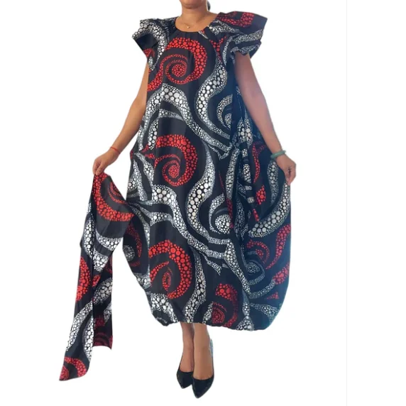 Comfortable Balloon Maxi Dress with Pleated Sleeves & Elastic Hem Cozy Open-Back Maxi Dress Comfortable Balloon Maxi Dress with Pleated Sleeves & Elastic Hem Cozy Open-Back Maxi Dress