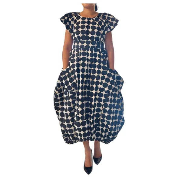 Comfortable Balloon Maxi Dress with Pleated Sleeves & Elastic Hem with sash / head wrap Classic V-Neck Maxi Dress Comfortable Balloon Maxi Dress with Pleated Sleeves & Elastic Hem with sash / head wrap Classic V-Neck Maxi Dress