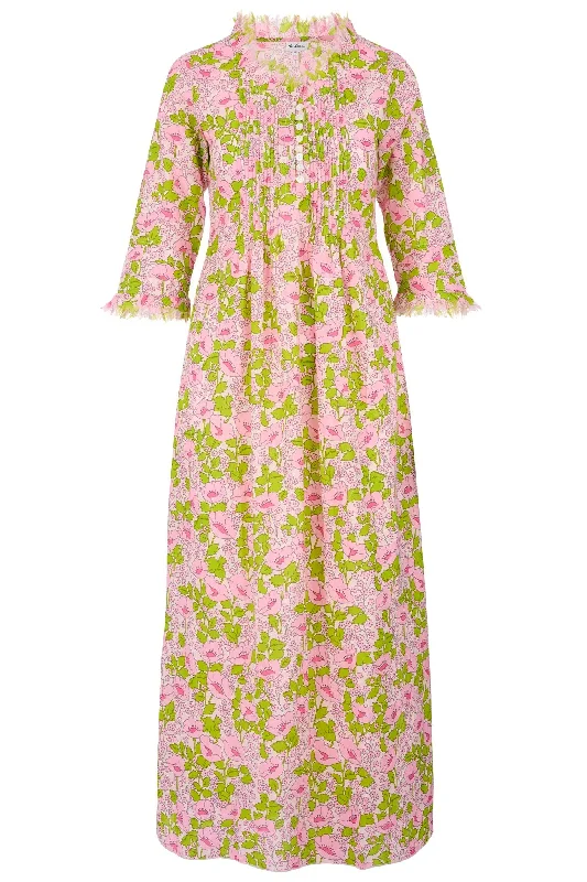 Cotton Annabel Maxi Dress in Abstract Flower Elegant Maxi Dress with Lace