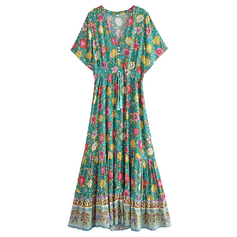 Eirlys Floral Boho Maxi Dress Trendy Maxi Dress with Lace