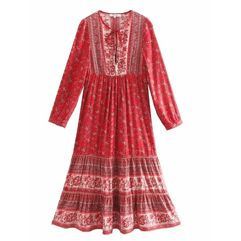 Elin Long Sleeve Boho Maxi Dress Fashionable Printed Maxi Dress