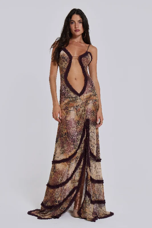 Fatale Maxi Dress in Sunrose Elegant Tiered Maxi Dress