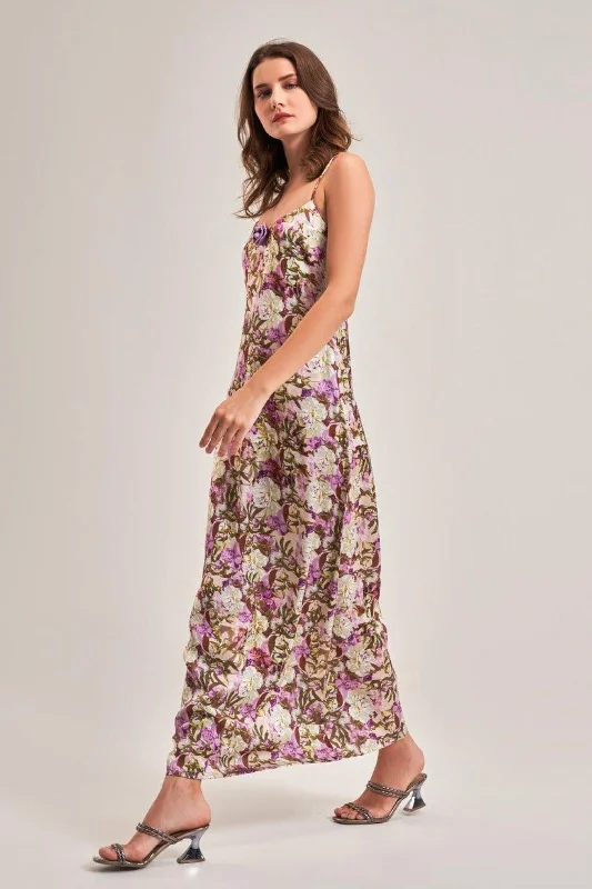 FLORAL A- LINE  MAXI DRESS Comfortable T-Shirt Maxi Dress