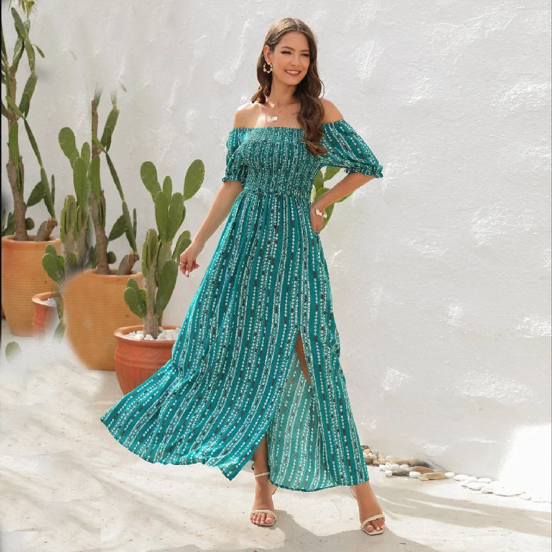 Gypsy Dreamer Off Shoulder Maxi Dress Trendy Fit-and-Flare Maxi Dress