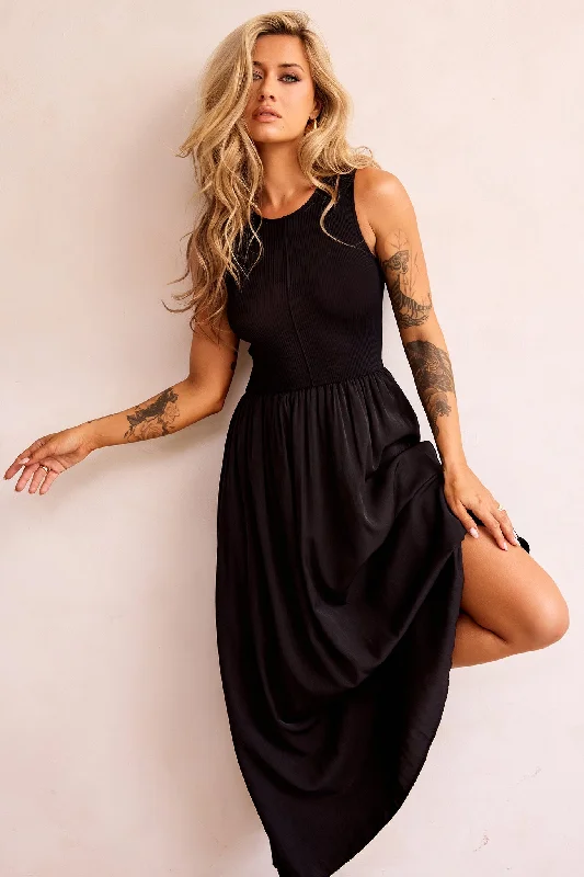 Just Looking Maxi Dress - Black Cozy Ribbed Maxi Dress