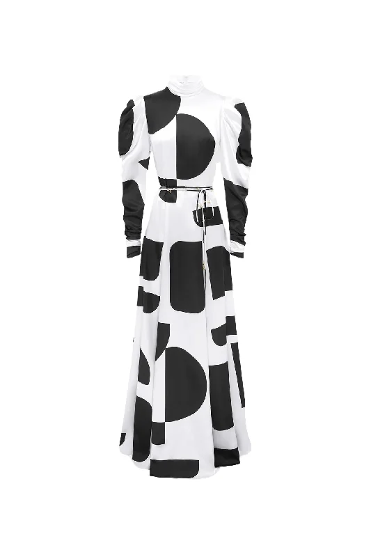 Kaleida High Neck Maxi Dress Geo Print by Leo & Lin Stylish Longline Maxi Dress