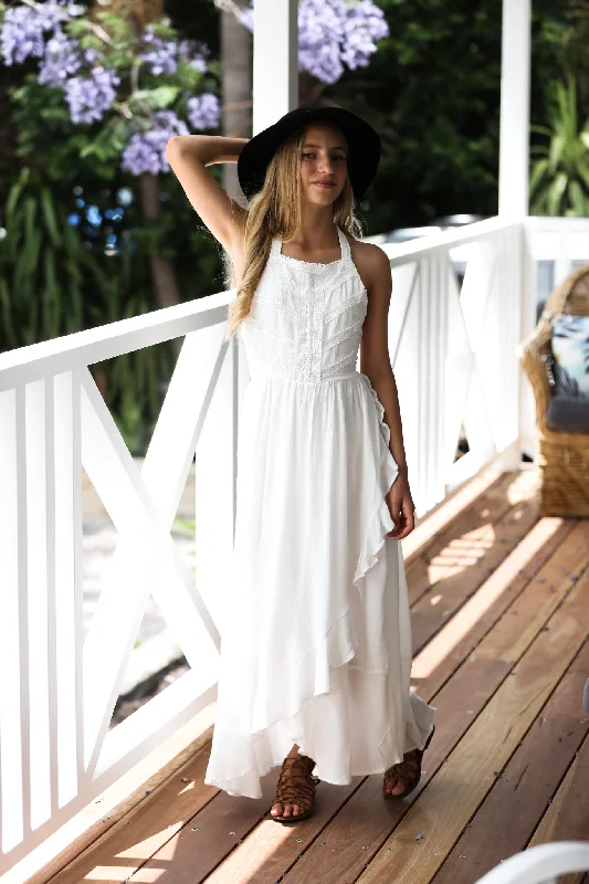 Kaya- Ivory maxi dress tween Fashionable Sheer Maxi Dress