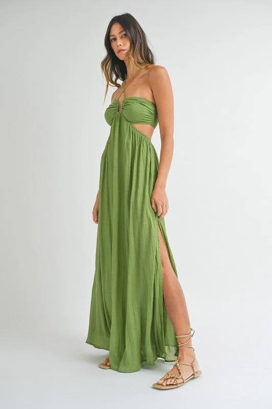 Kiwi Halter Maxi Dress - Medium - Final Sale Chic Sleeveless Maxi Dress
