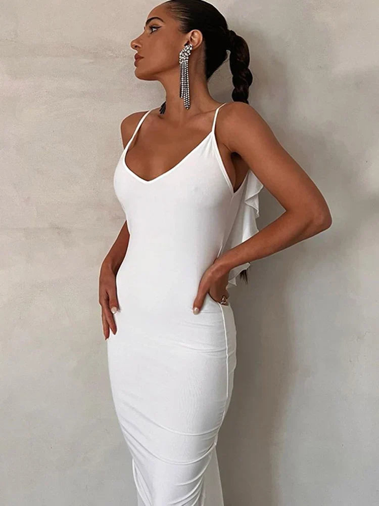 Knitted Open Back Maxi Dress Cozy Longline Maxi Dress