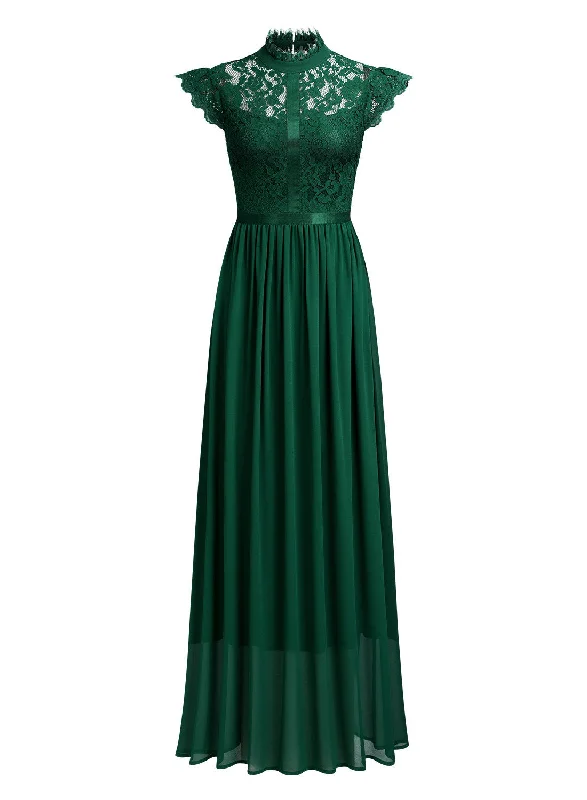 Lace Cap Maxi Dress Fashionable High-Low Maxi Dress
