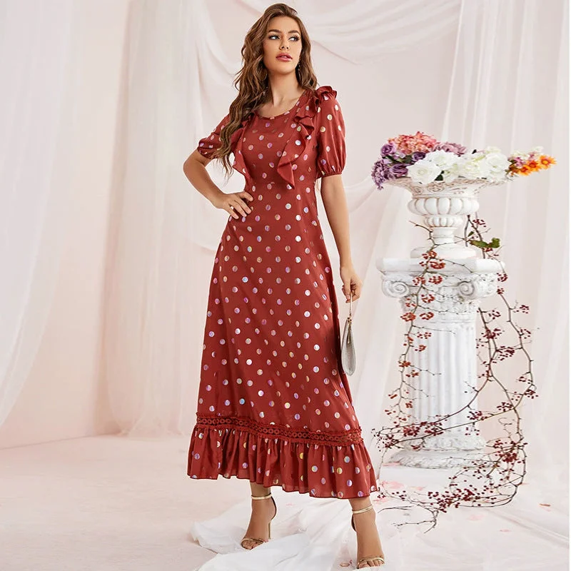 Lotus Edge Large Polka Dot Loose High Waist Fresh Maxi Dress Classic Tulle Maxi Dress