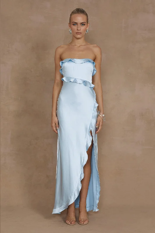LORENA MAXI DRESS - ICE BLUE Elegant Velvet Maxi Dress