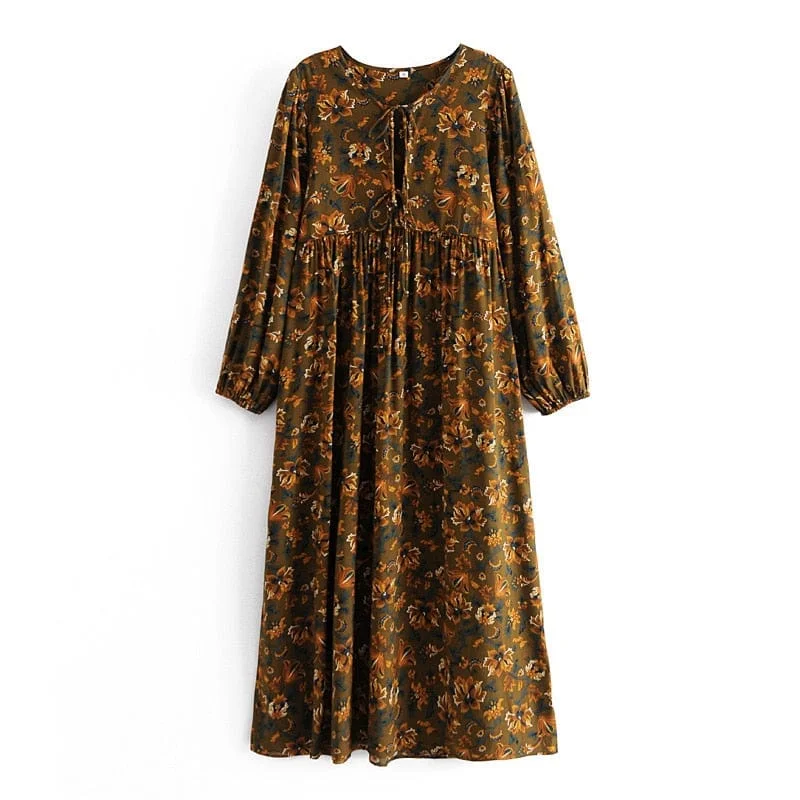 Malena Long Sleeve Boho Maxi Dress Chic Summer Floral Maxi Dress