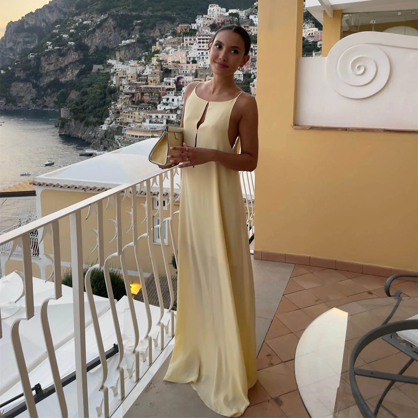 Open Back Sleeveless Slip Maxi Dress Trendy Maxi Dress with Straps