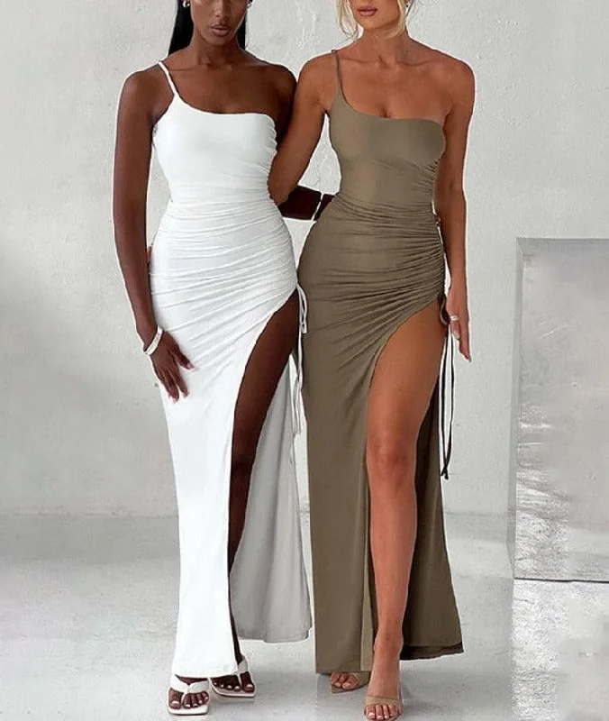 Palma One Shoulder Maxi Dress Trendy Maxi Dress with Bow