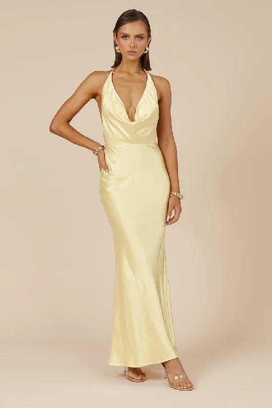 POSEY MAXI DRESS - LEMON Comfortable Maxi Dress with Belt