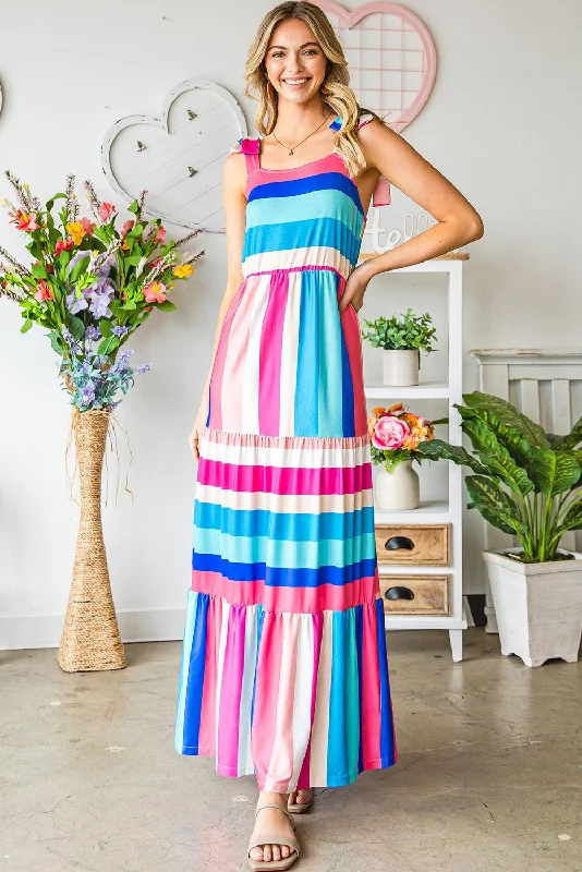 Striped Sleeveless Maxi Dress Stylish Long Sleeve Maxi Dress