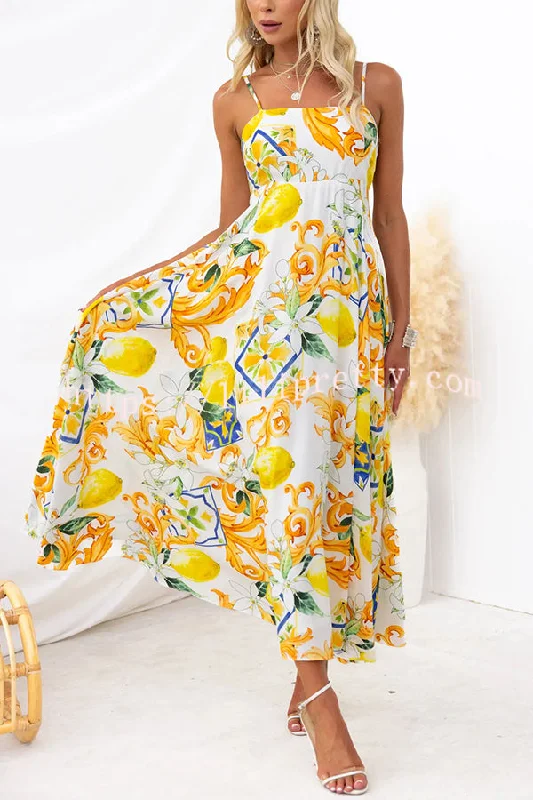 Summer Crush Abstract Print Back Tie-up Maxi Dress Fashionable Printed Maxi Dress
