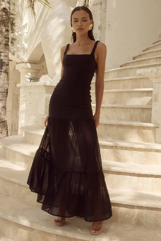 TAHLIA MAXI DRESS - BLACK Stylish V-Neck Maxi Dress